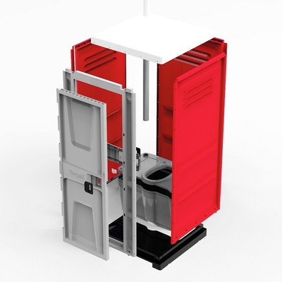 Туалетная кабина Toypek 03C в собранном виде красный цвет