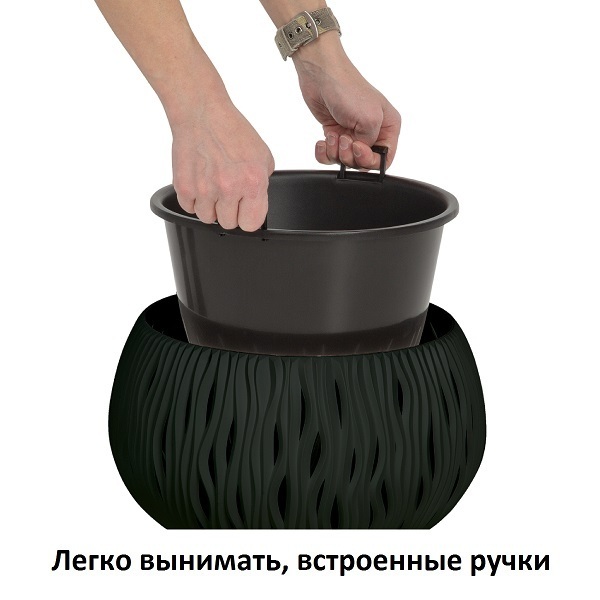 Кашпо для цветов Prosperplast SANDY Bowl - антрацит Артикул: DSK370-S433